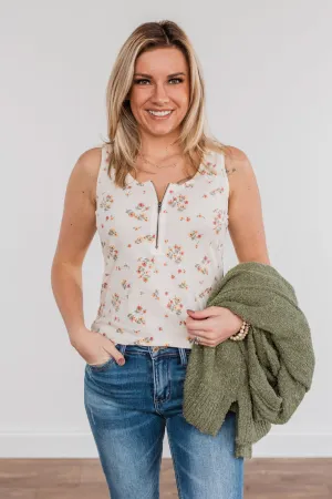 Walking Through Life Floral Tank Top- Ivory