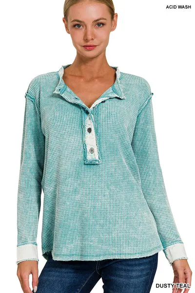 Wanderlust Washed Waffle Henley