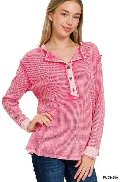 Wanderlust Washed Waffle Henley