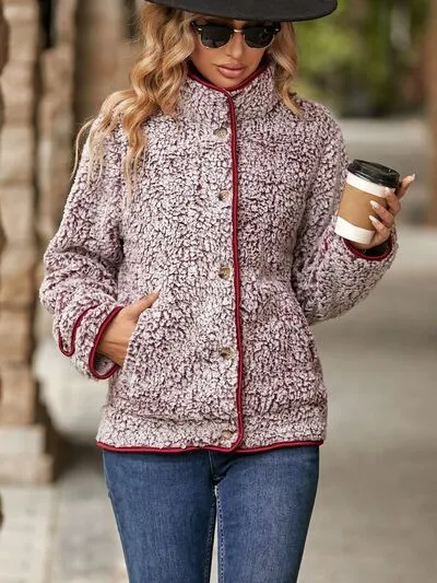 Wesley Fuzzy Pocketed Button Up Jacket