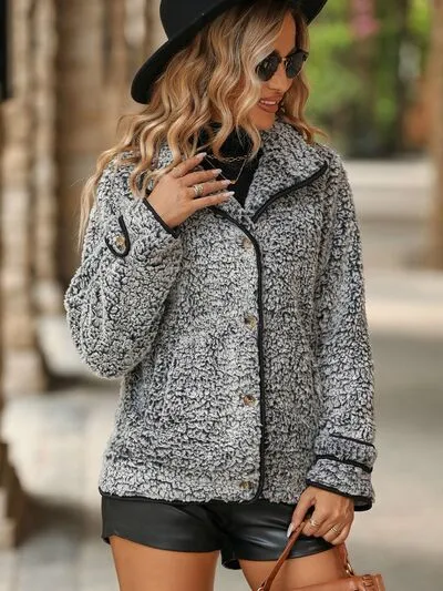 Wesley Fuzzy Pocketed Button Up Jacket