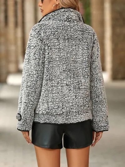 Wesley Fuzzy Pocketed Button Up Jacket