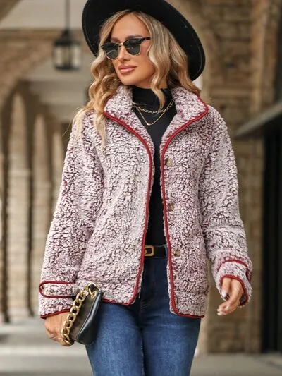 Wesley Fuzzy Pocketed Button Up Jacket