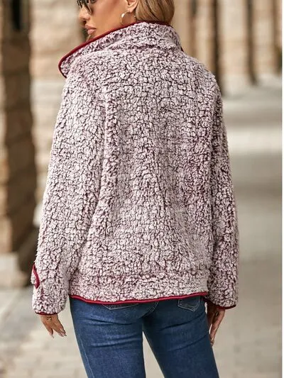 Wesley Fuzzy Pocketed Button Up Jacket