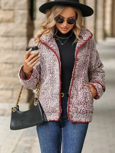 Wesley Fuzzy Pocketed Button Up Jacket