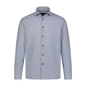 White Blue Multi Mini Check Long Sleeve Shirt