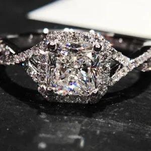 White Gold Color Wedding Ring Luxury Chic Gift Accessories