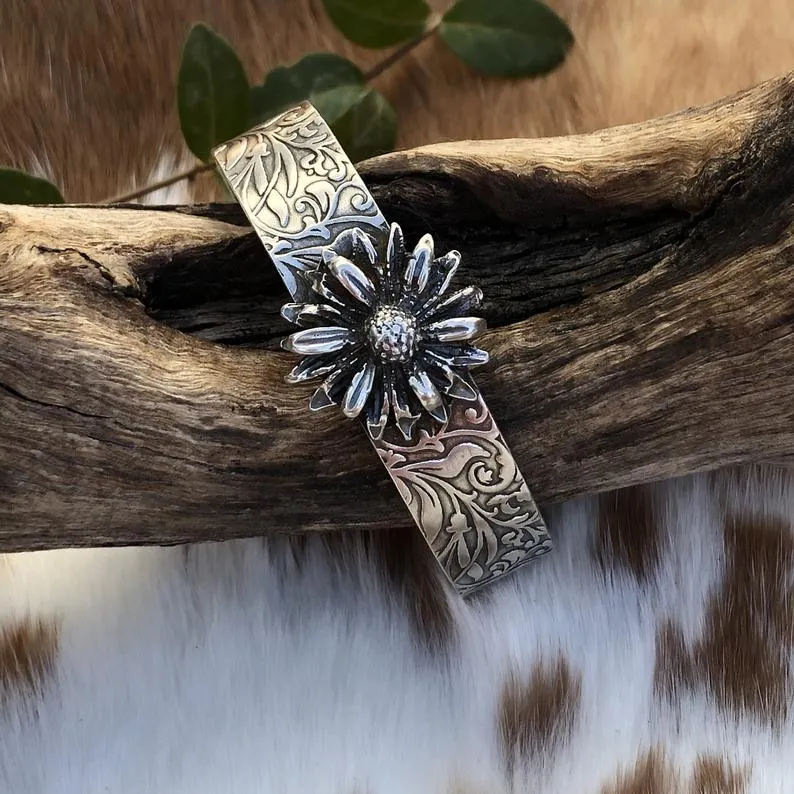 Wildflower Floral Boho Cuff Bracelet