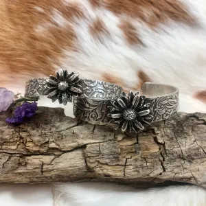 Wildflower Floral Boho Cuff Bracelet