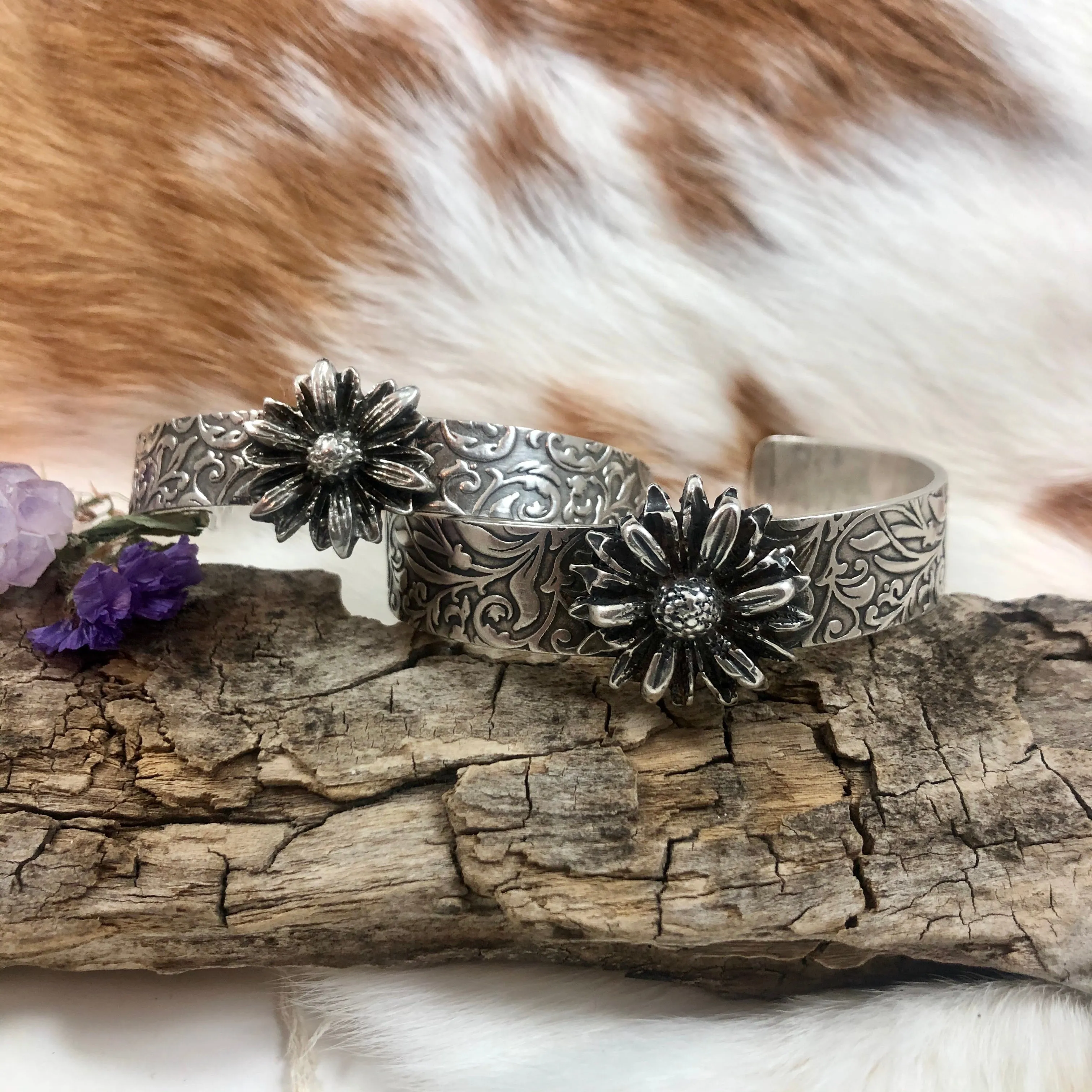 Wildflower Floral Boho Cuff Bracelet