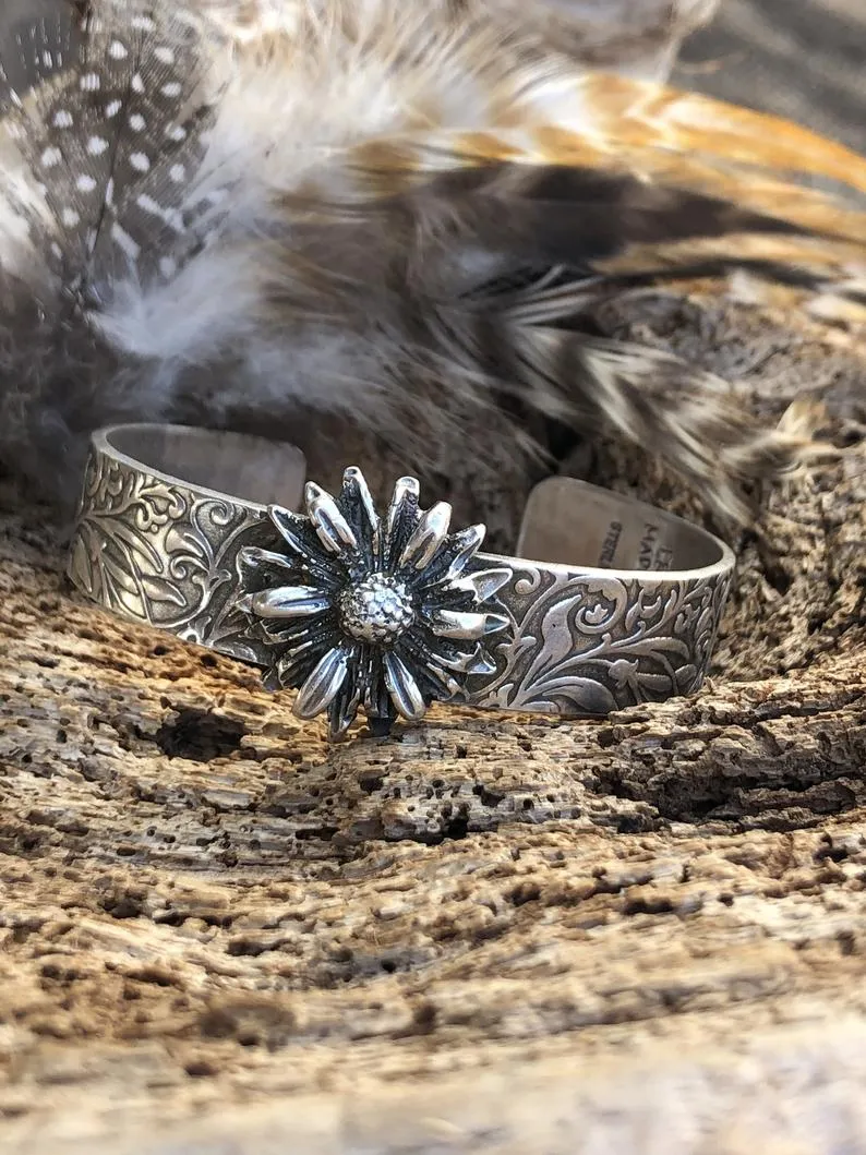 Wildflower Floral Boho Cuff Bracelet