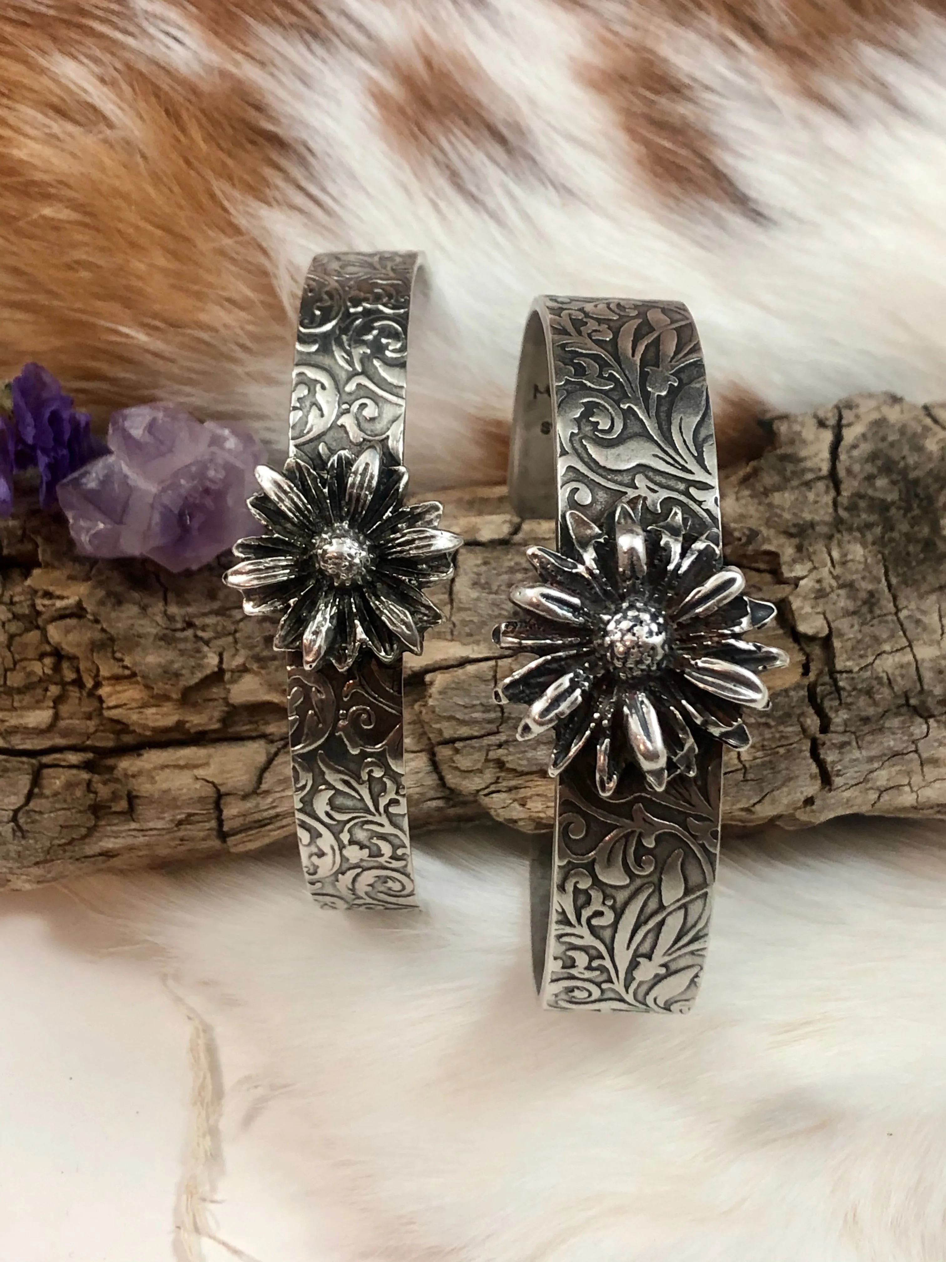 Wildflower Floral Boho Cuff Bracelet