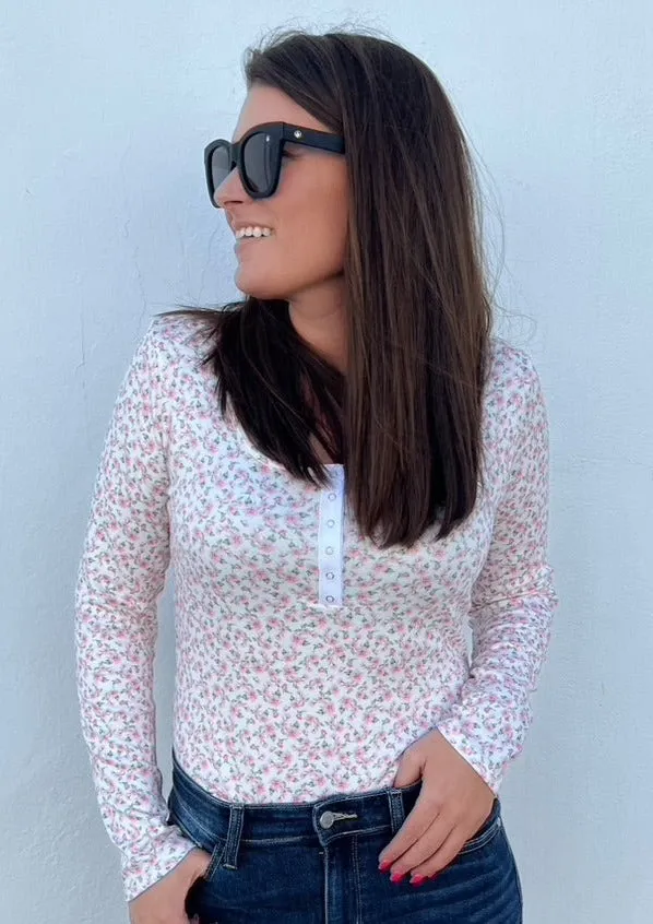 Wistful Wishes Floral Henley Bodysuit