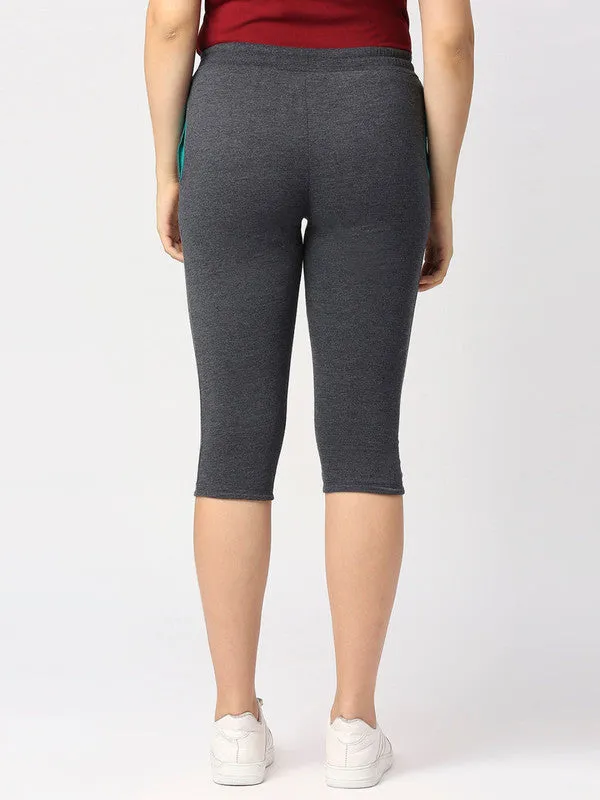 Women Blue Melange Solid Capri - AT-EASE CAPRI - BL-ML