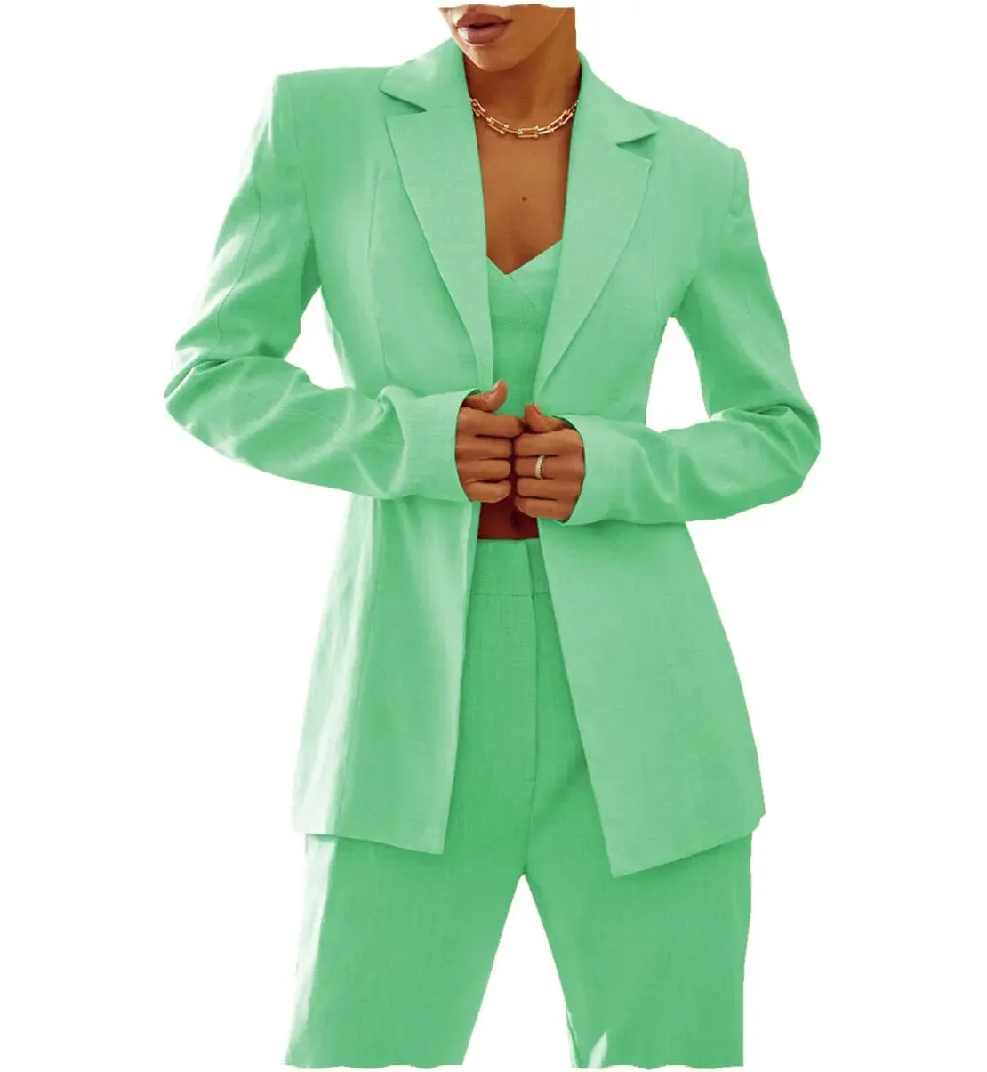 Women Suit 2 Pieces Notch Lapel Blazer (Blazer Pants)