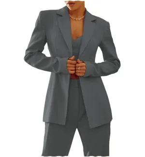 Women Suit 2 Pieces Notch Lapel Blazer (Blazer Pants)