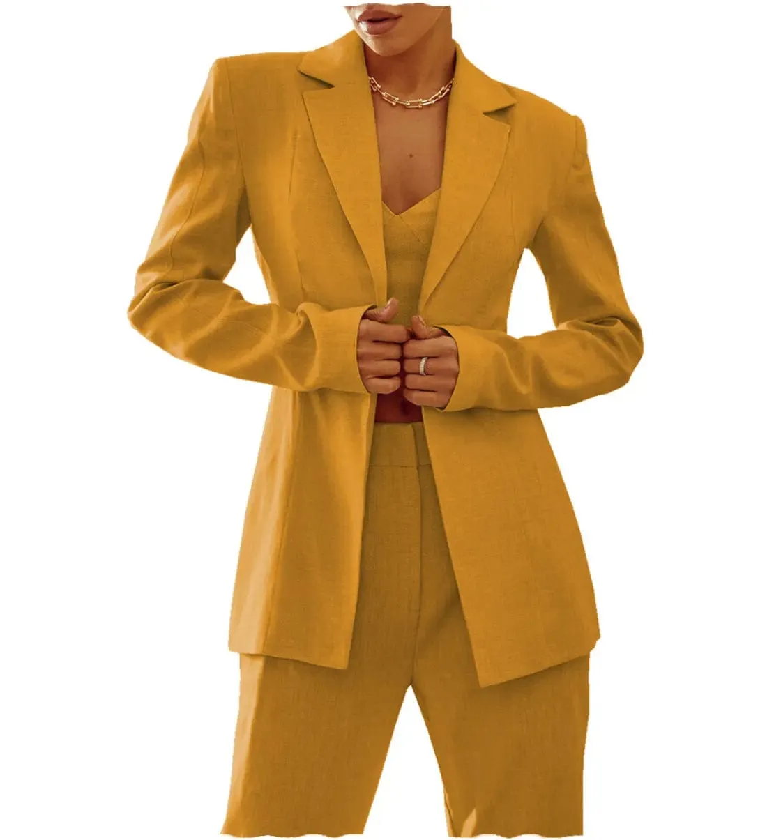 Women Suit 2 Pieces Notch Lapel Blazer (Blazer Pants)