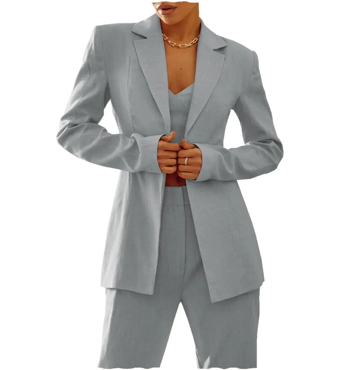 Women Suit 2 Pieces Notch Lapel Blazer (Blazer Pants)