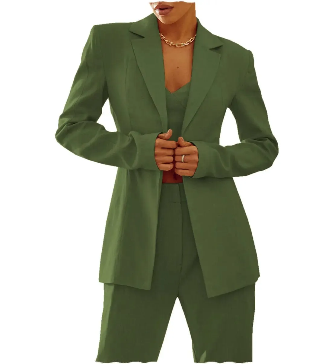 Women Suit 2 Pieces Notch Lapel Blazer (Blazer Pants)