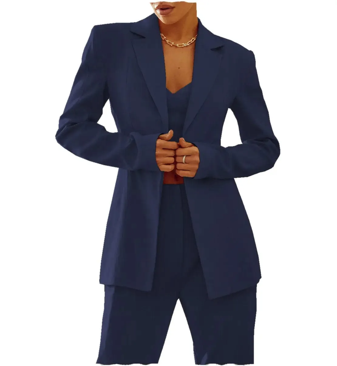 Women Suit 2 Pieces Notch Lapel Blazer (Blazer Pants)