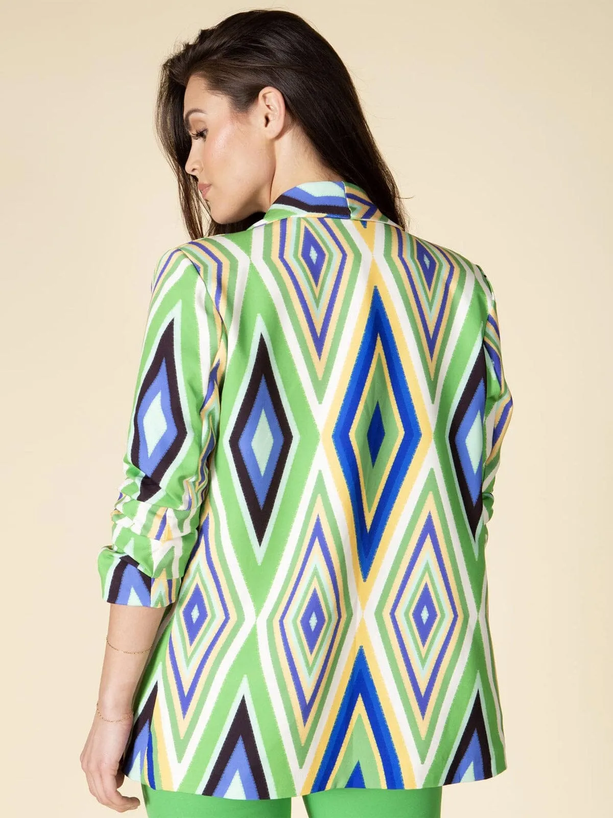 WOMEN'S 3/4 RUCHED SLEEVE MULTI COLOR BLAZER