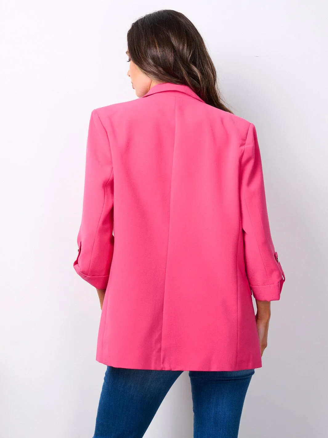 WOMEN'S 3/4 SLEEVE BUTTON CLOSURE BLAZER