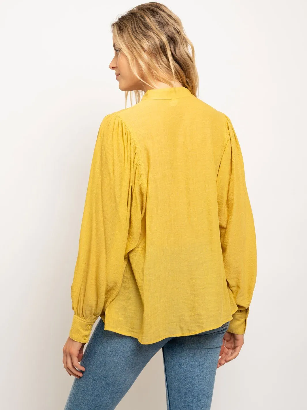 WOMEN'S HENLEY DOLMAN LONG CUFFS SLEEVES W/BUTTON CLOSURE TOP