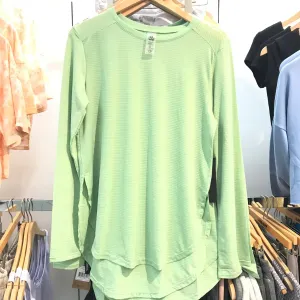 Women's Mono B | Ribbed Mesh Side Slit Tunic Top | Fair Green
