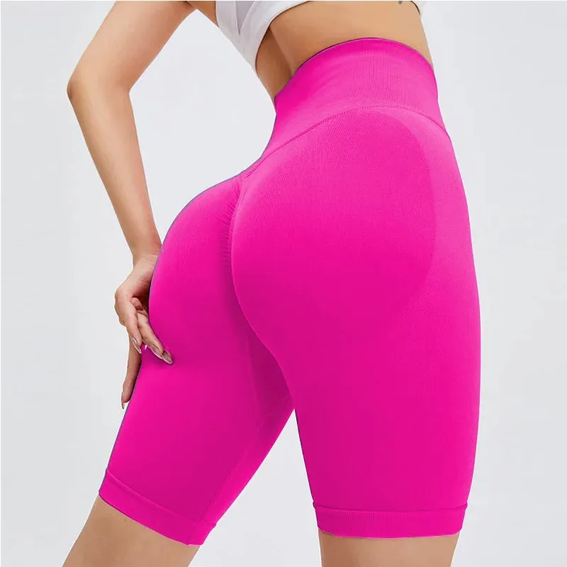 Women's Seamless High Waist Hip Push Up Yoga Shorts - Scrunch Fitness Gym Workout Shorts, Butt Lifting Leggings Short