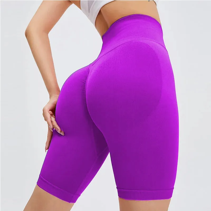 Women's Seamless High Waist Hip Push Up Yoga Shorts - Scrunch Fitness Gym Workout Shorts, Butt Lifting Leggings Short