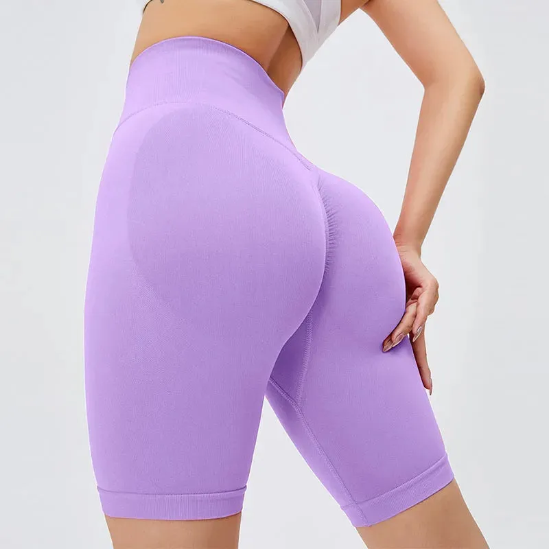 Women's Seamless High Waist Hip Push Up Yoga Shorts - Scrunch Fitness Gym Workout Shorts, Butt Lifting Leggings Short