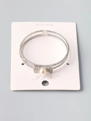 WOMEN'S SILVER PEARL STONES BRACELET