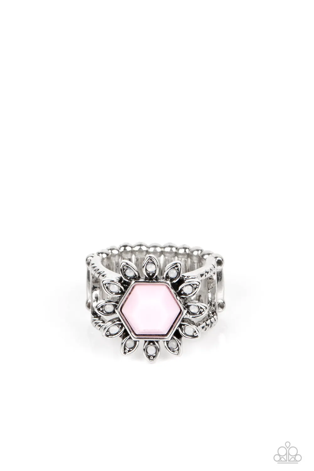 Wonderfully Wallflower - Pink Ring  - Paparazzi Accessories