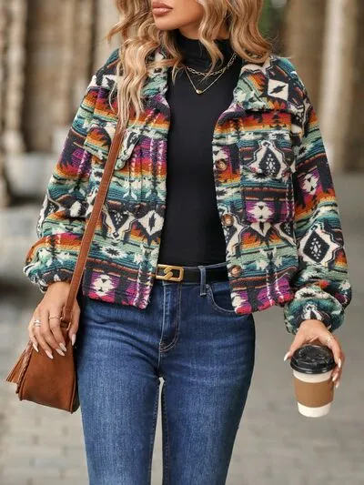 Xavier Geometric Dropped Shoulder Balloon Sleeve Outerwear