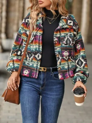 Xavier Geometric Dropped Shoulder Balloon Sleeve Outerwear