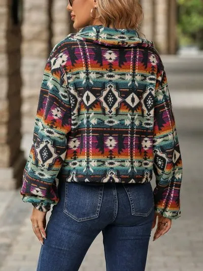 Xavier Geometric Dropped Shoulder Balloon Sleeve Outerwear