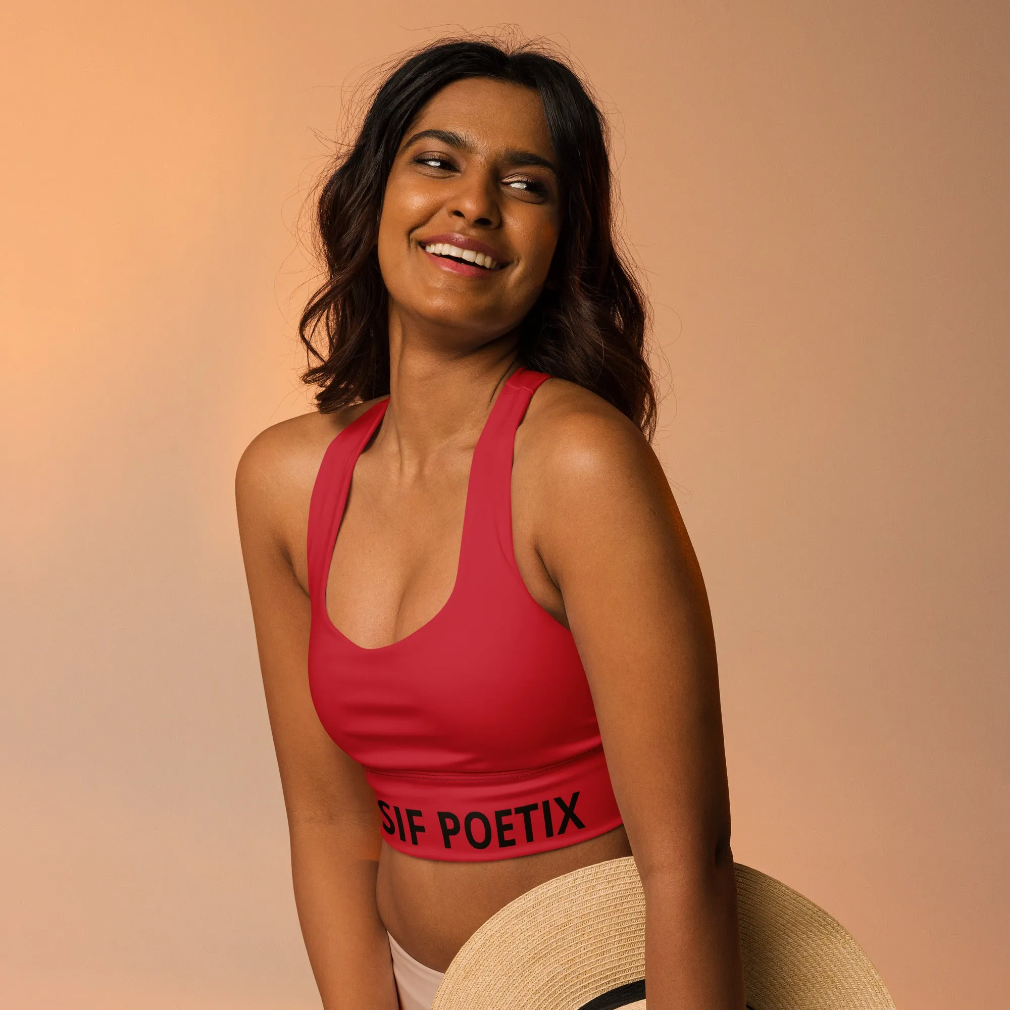 XCLUSIF POETIX RED & BLACK Women's Longline sports bra