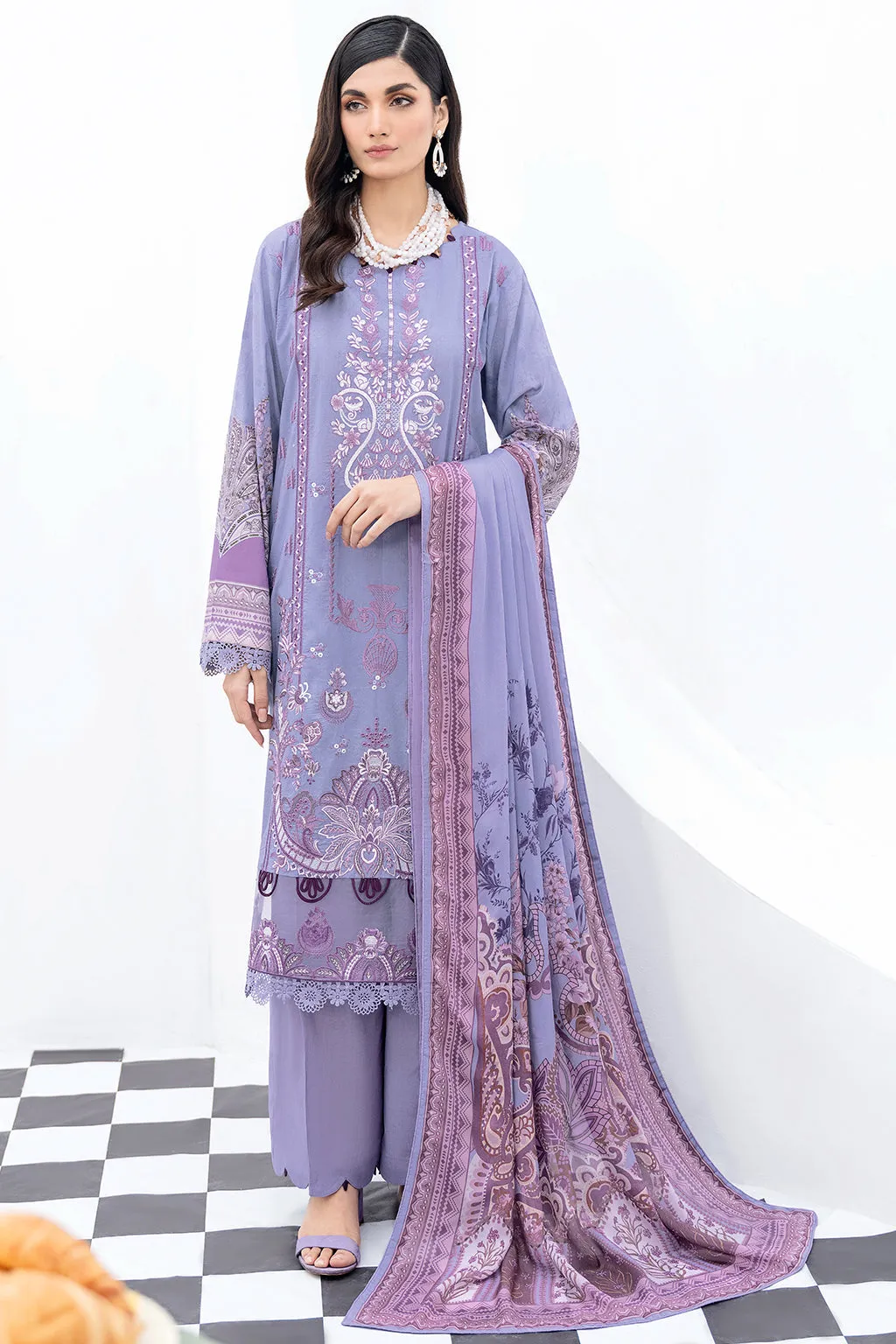 Y-508 |  Ramsha Riwayat Luxury Lawn Vol 7 Collection | Unstitched Lawn Embroidered Suits