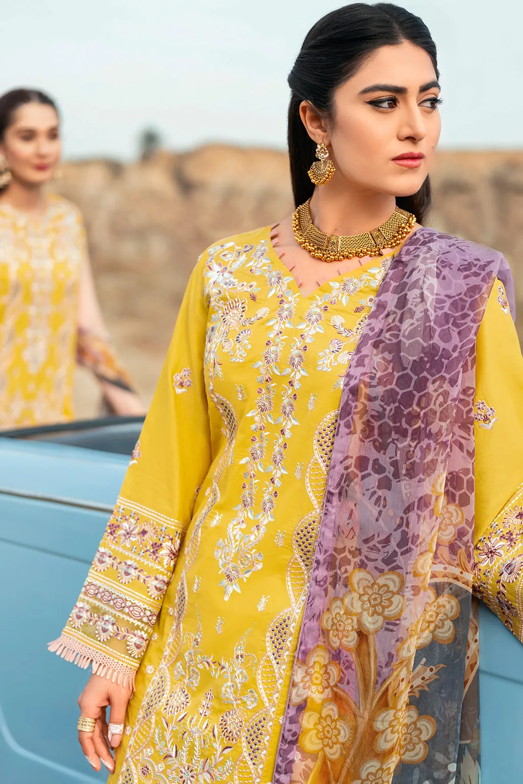 Y-609  |  Ramsha Riwayat Luxury Lawn Vol 7 Collection | Unstitched Lawn Embroidered Suits