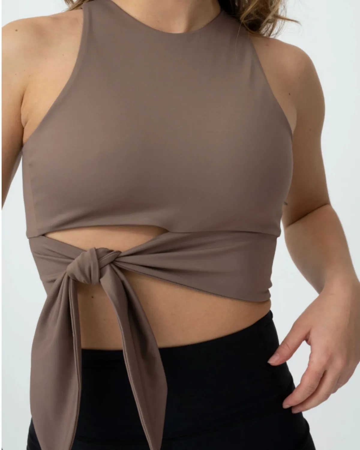 Yaz Activewear Top in Taupe