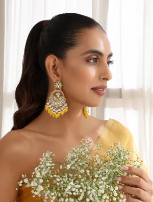 Yellow Color Kundan Earrings