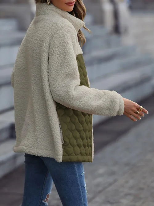 Zooey Leopard Color Block Zip-Up Jacket