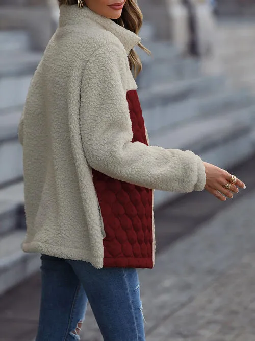 Zooey Leopard Color Block Zip-Up Jacket