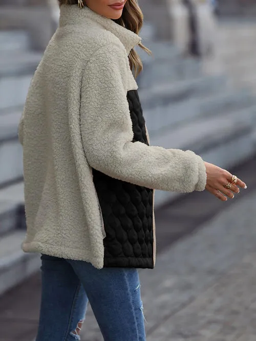 Zooey Leopard Color Block Zip-Up Jacket
