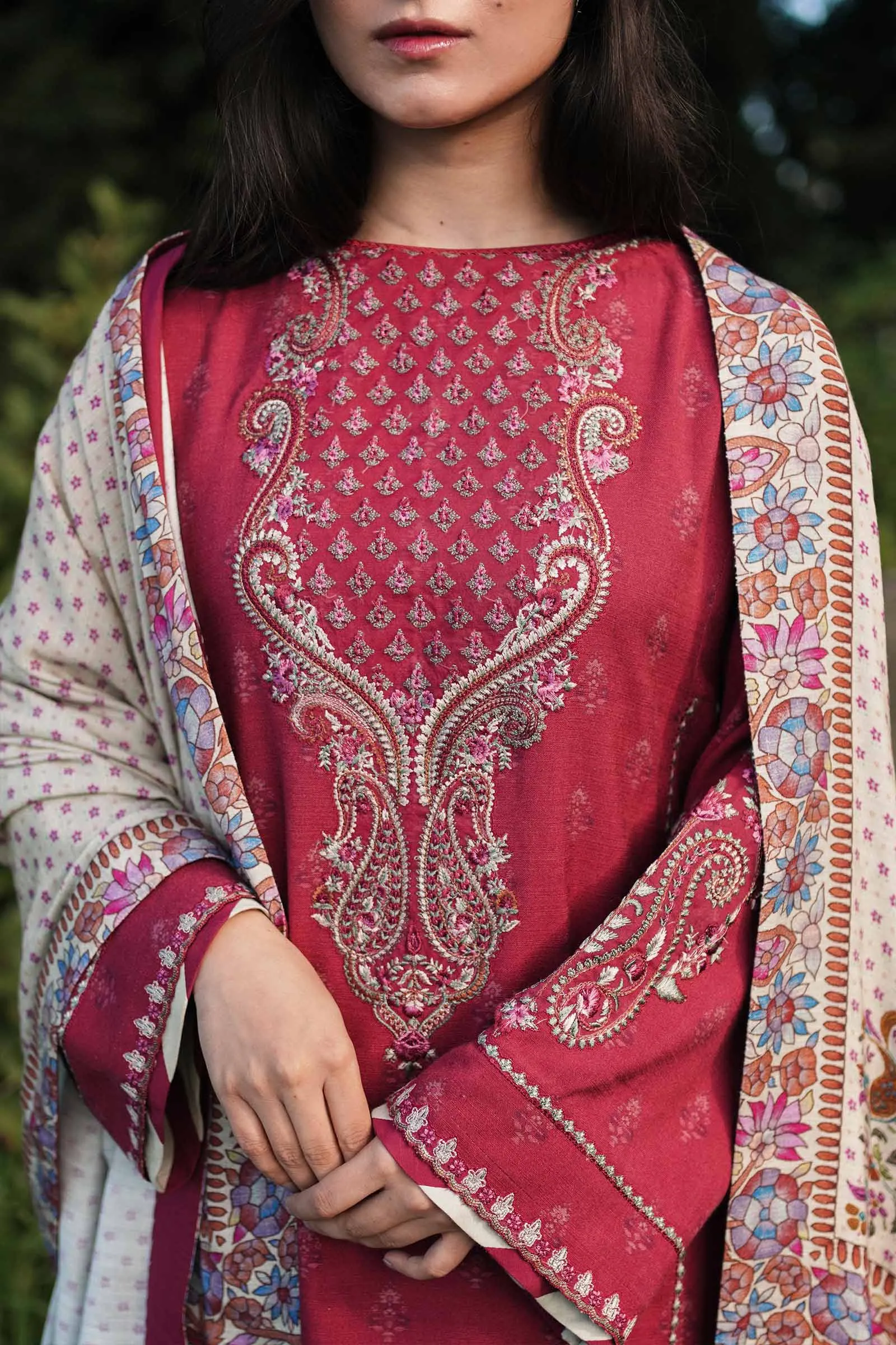 ZW22-3B | Zara Shahjahan Coco Winter Collection 2022 | Unstitched Embroidered Khaddar Linen  Suits